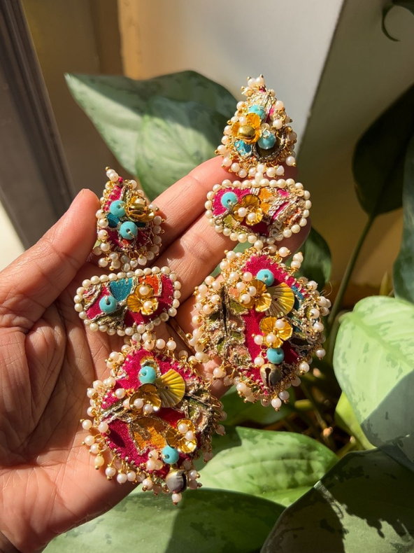 Devi Embroidered Earrings – A Divine Statement of Strength & Grace