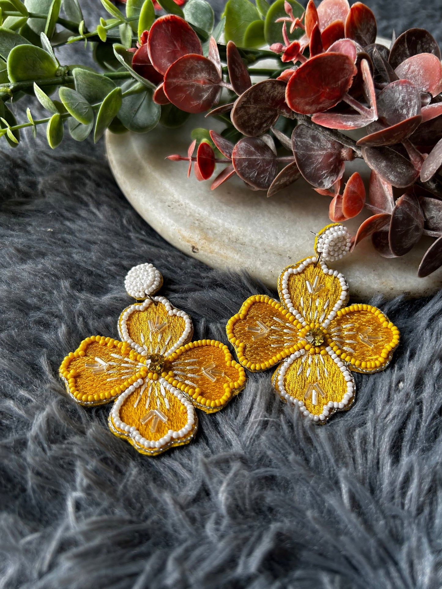 Autumn Blossom Yellow Earrings