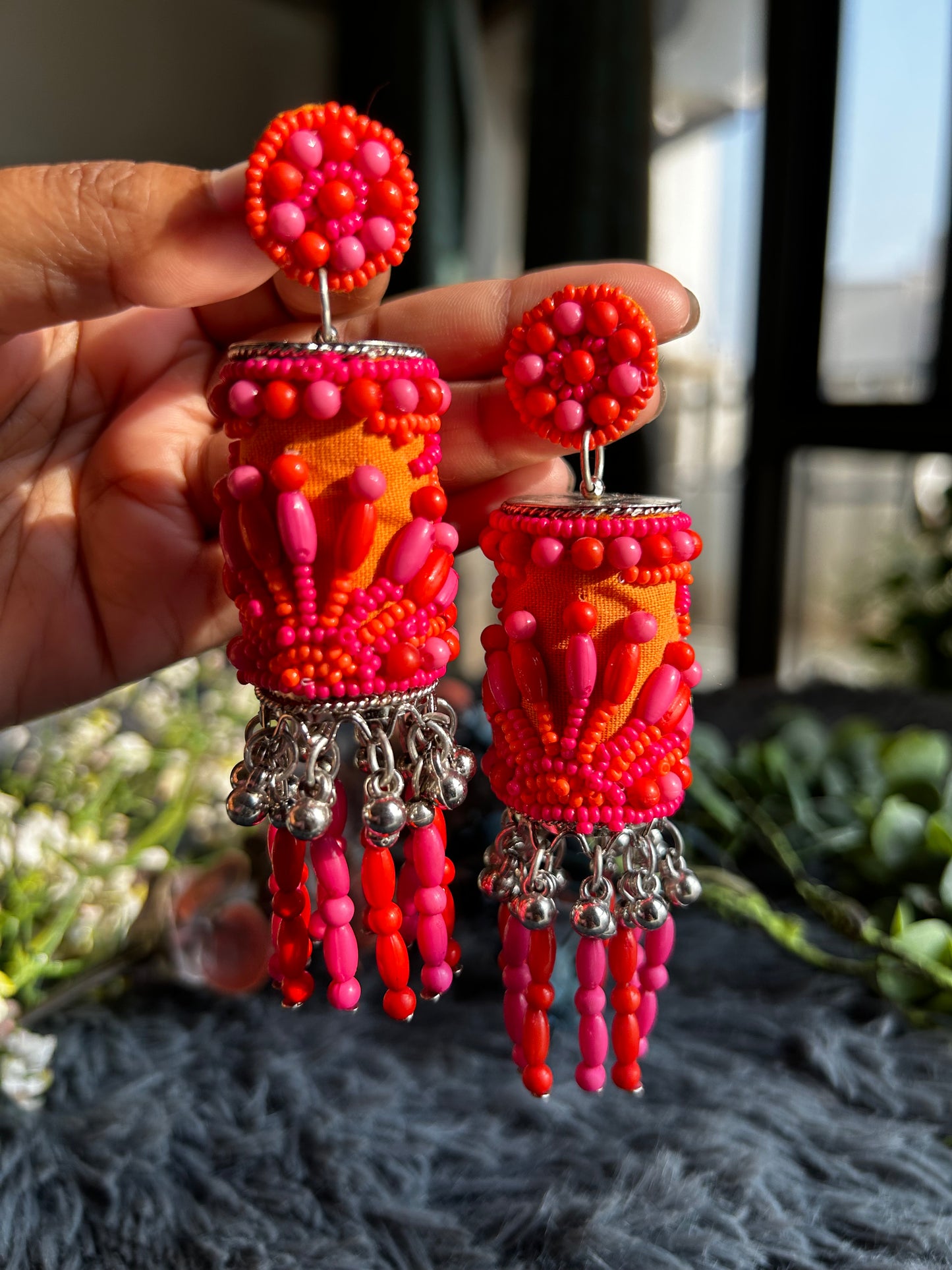 Chandelier Earrings by Kihoy (FUSCHIA)