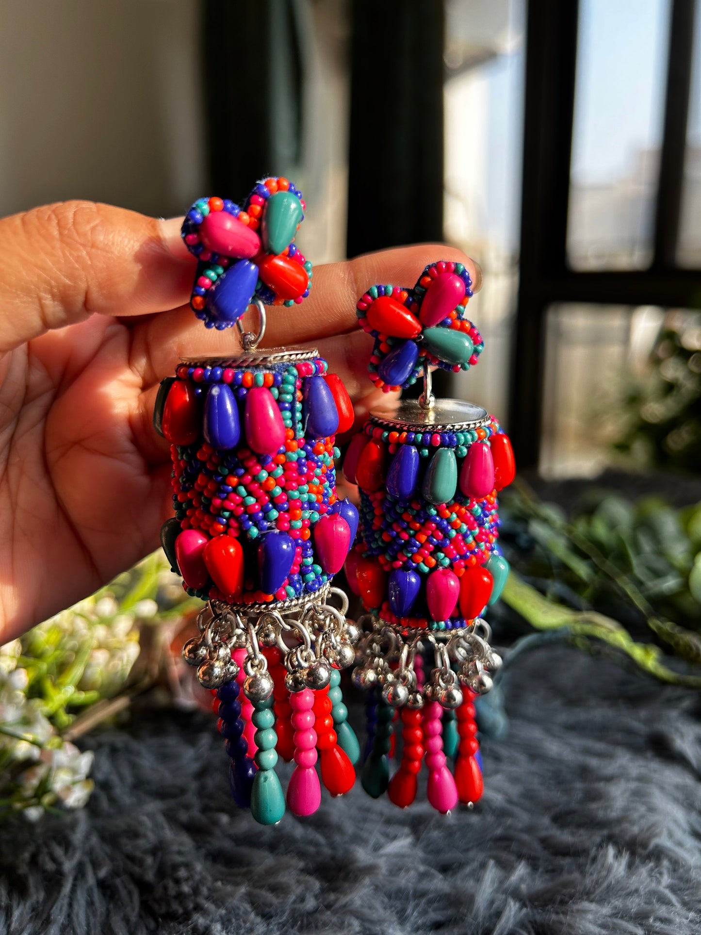 Multicoloured Chandelier Earrings by Kihoy