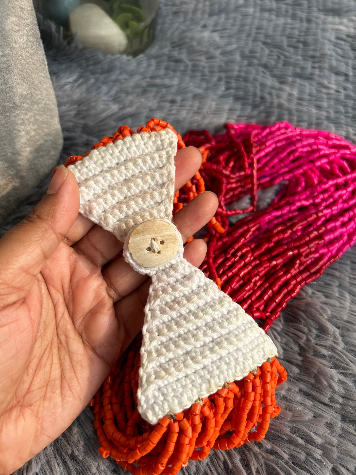 Beaded Necklace (pink & orange)