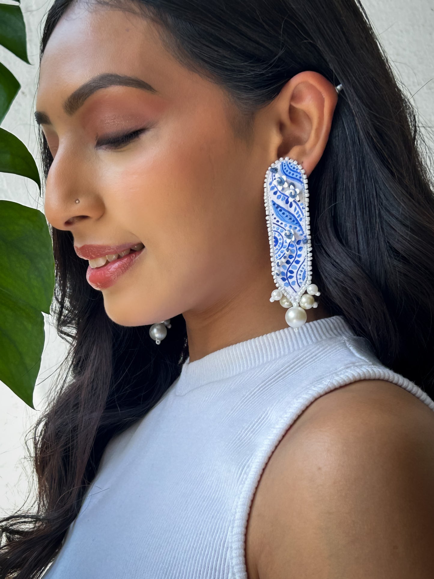 Blue Muse Hand-Painted Earrings – The Indigo Story