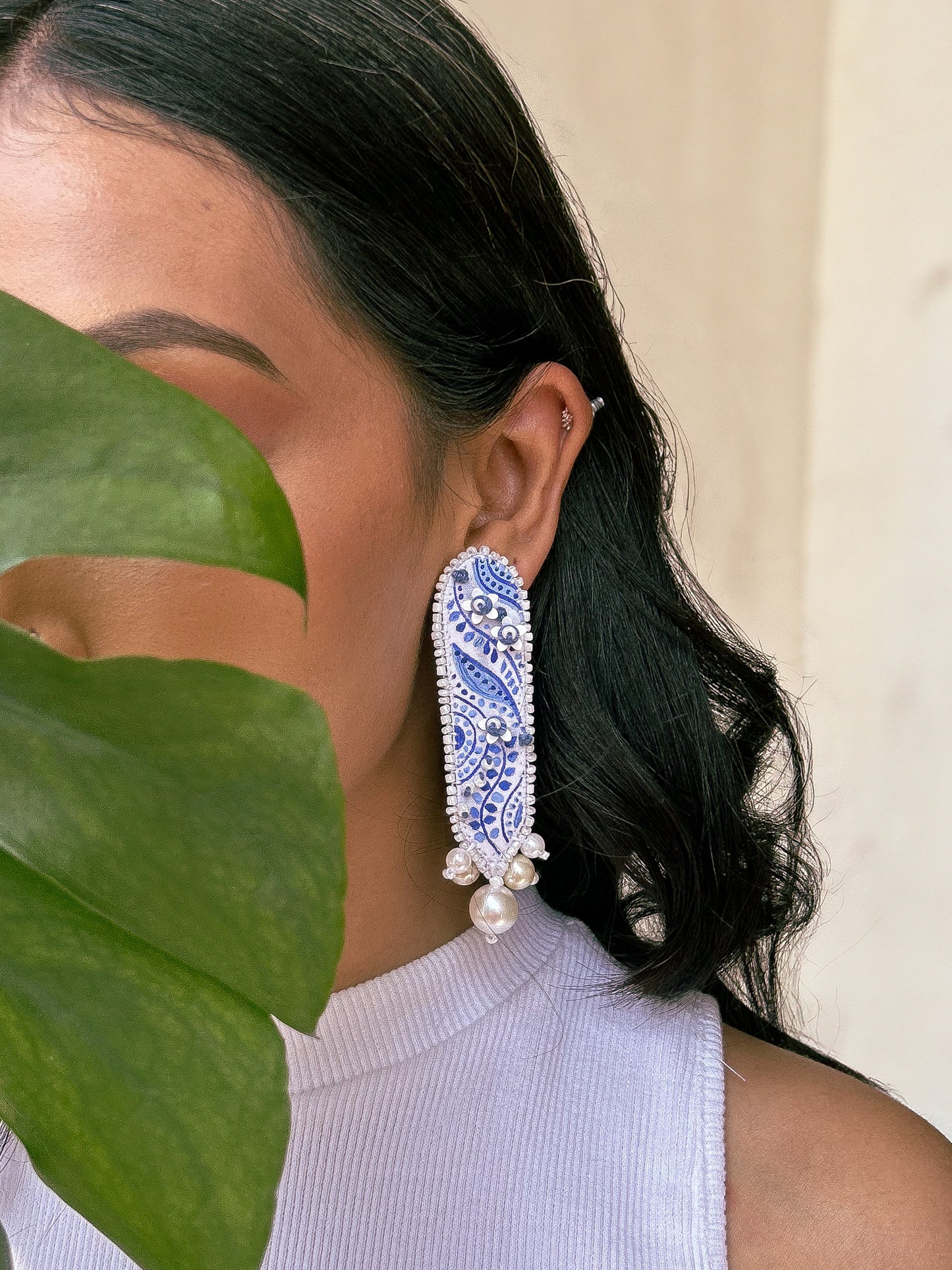 Blue Muse Hand-Painted Earrings – The Indigo Story