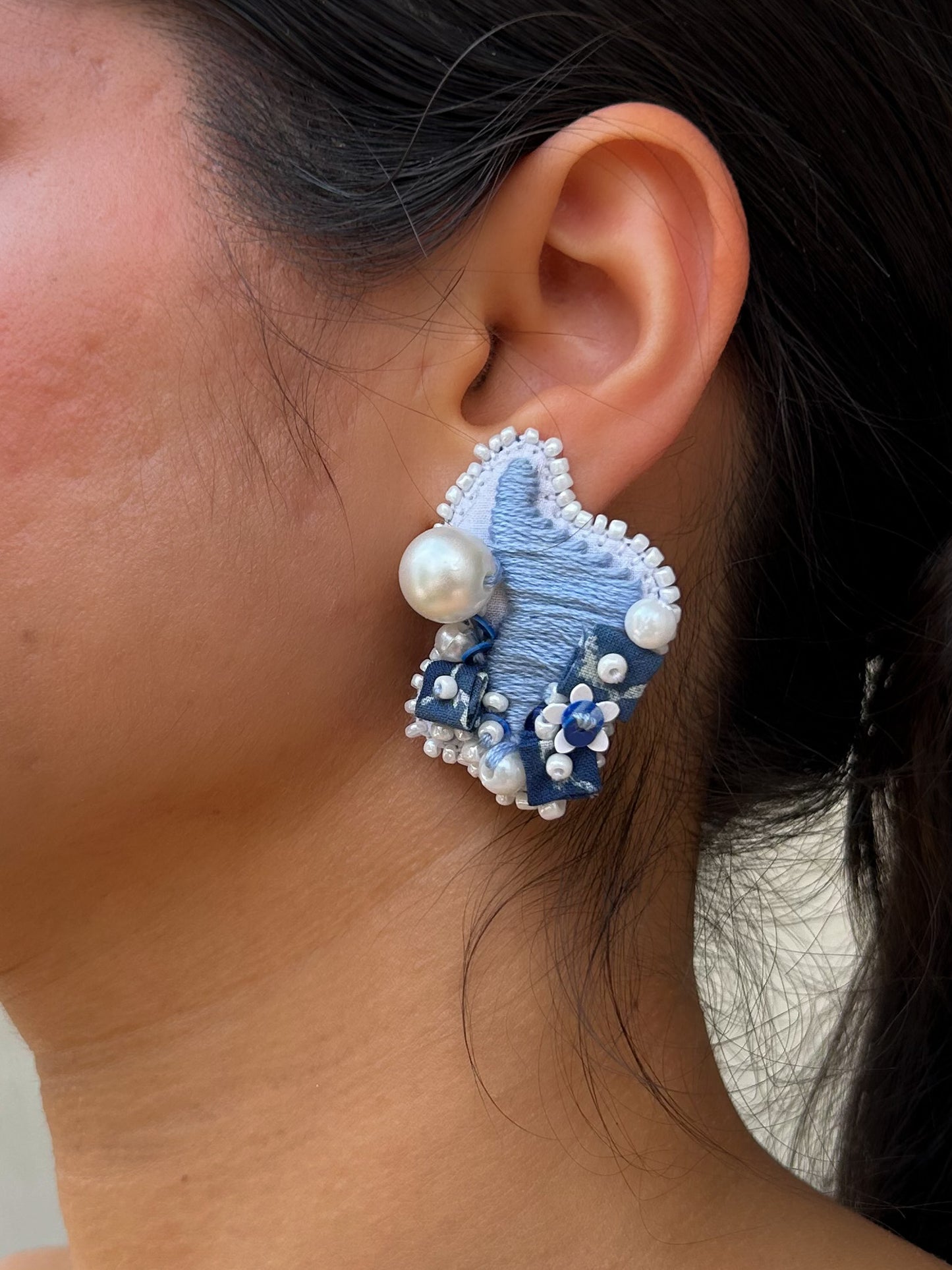 The Rebel Pair – Asymmetrical Hand-Embroidered Statement Earrings