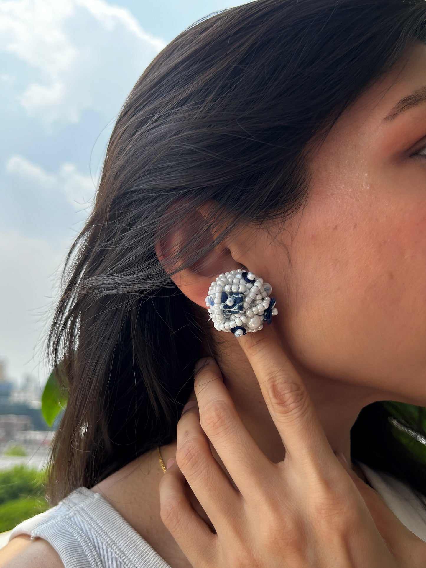 Pearl Bead Stud Earrings – The Indigo Story