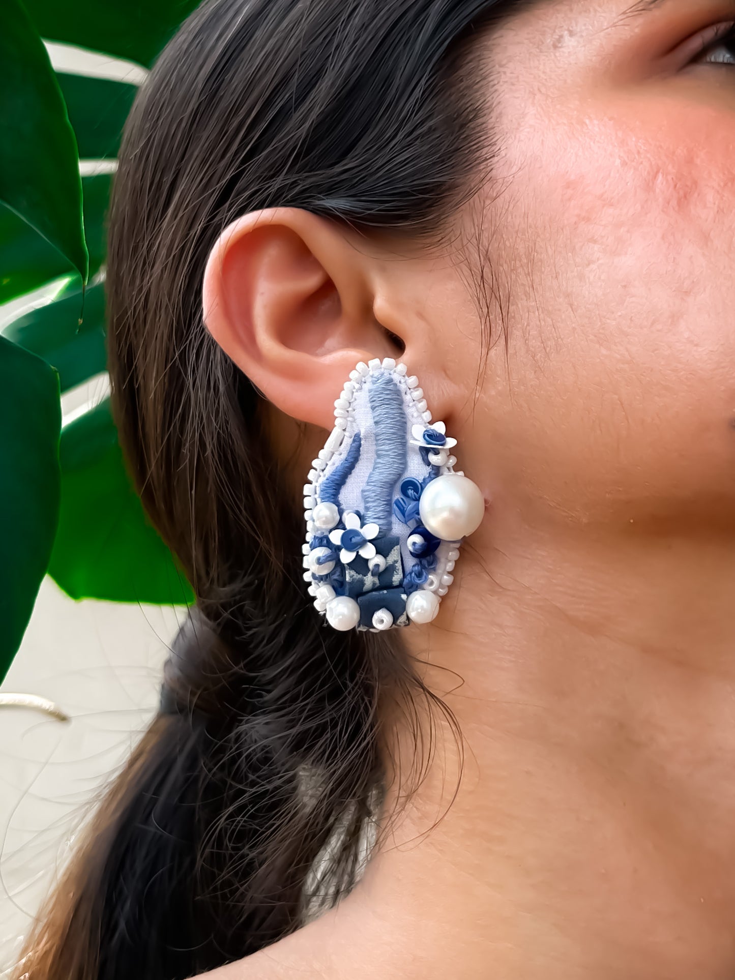 The Rebel Pair – Asymmetrical Hand-Embroidered Statement Earrings
