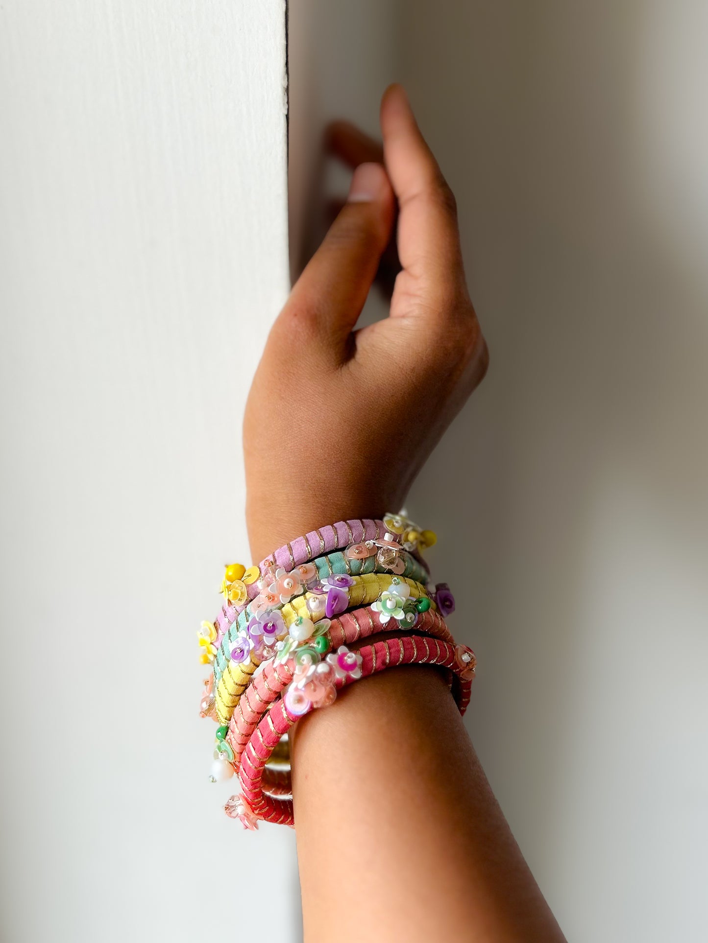 MULTICOLOR HAND EBROIDERED BANGLE SET OF 5