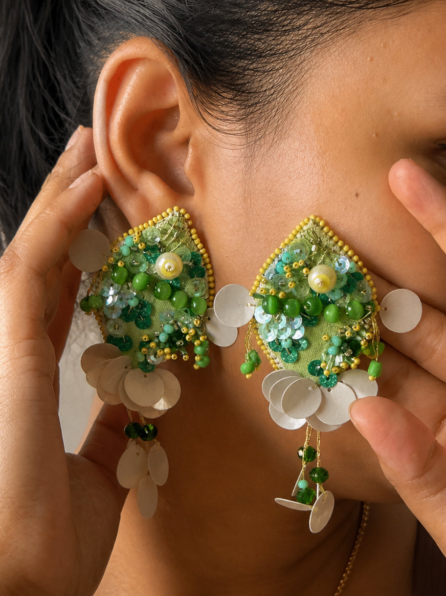 PARROTFISH SEQUIN EMBROIDERED DANGLER EARRINGS