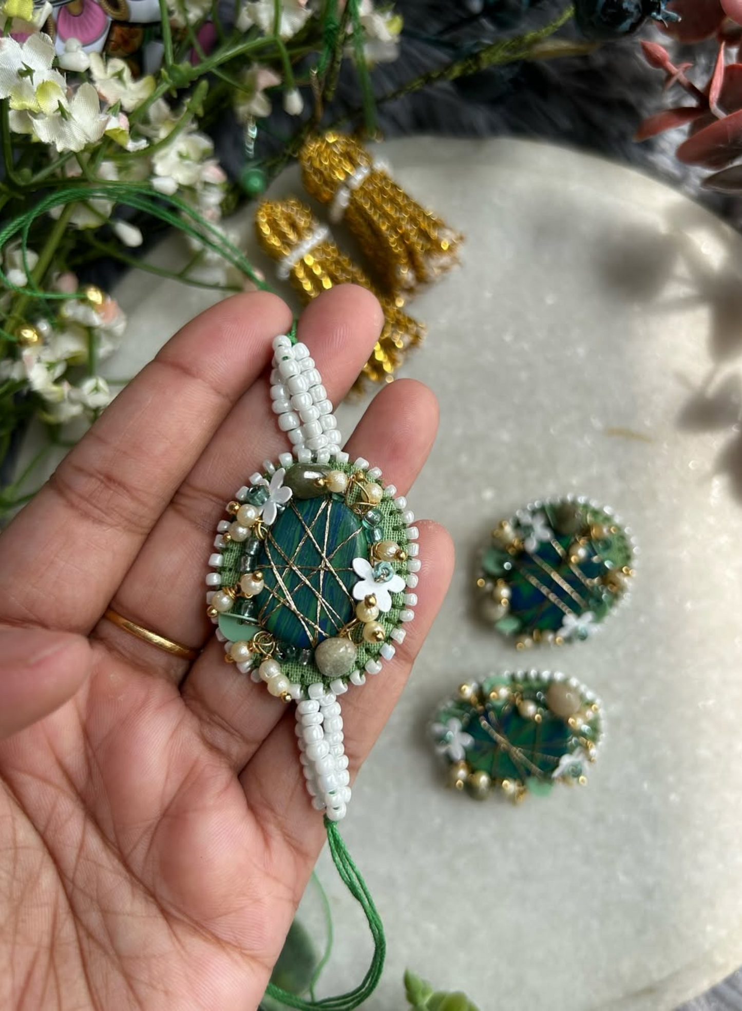 Moni Hand embroidered Rakhi Set of 2