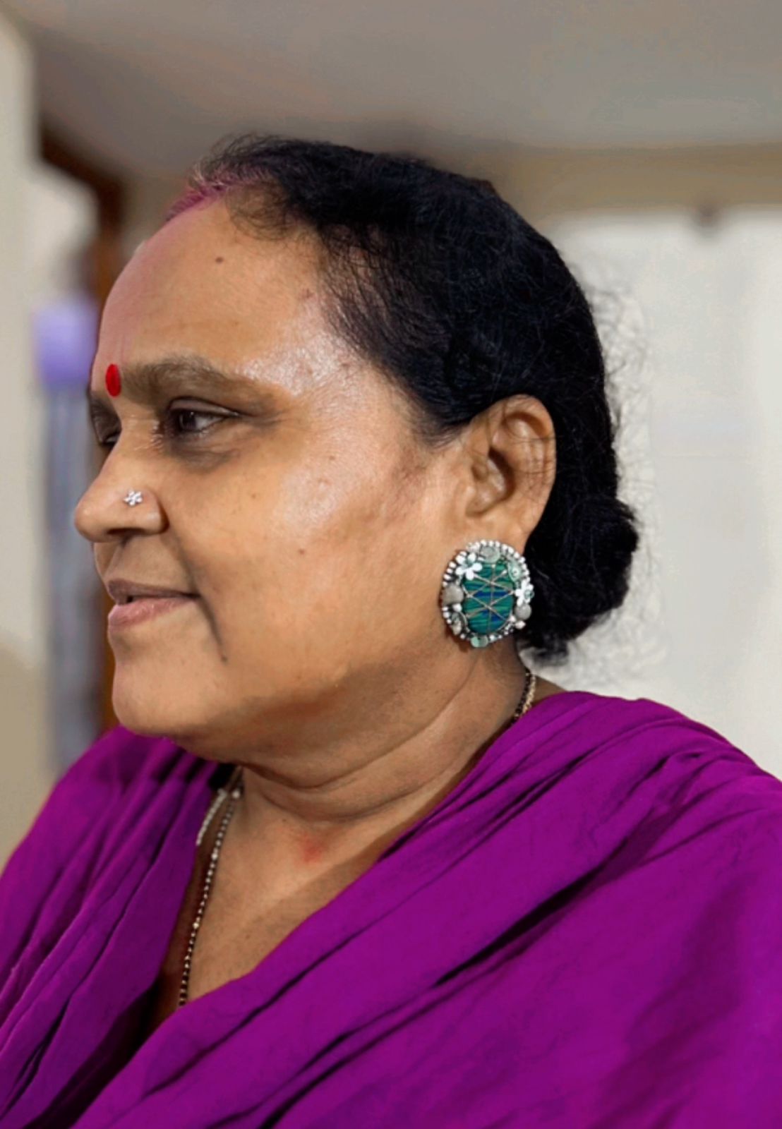 Moni Earrings – Handcrafted Emerald Green Embroidered Studs