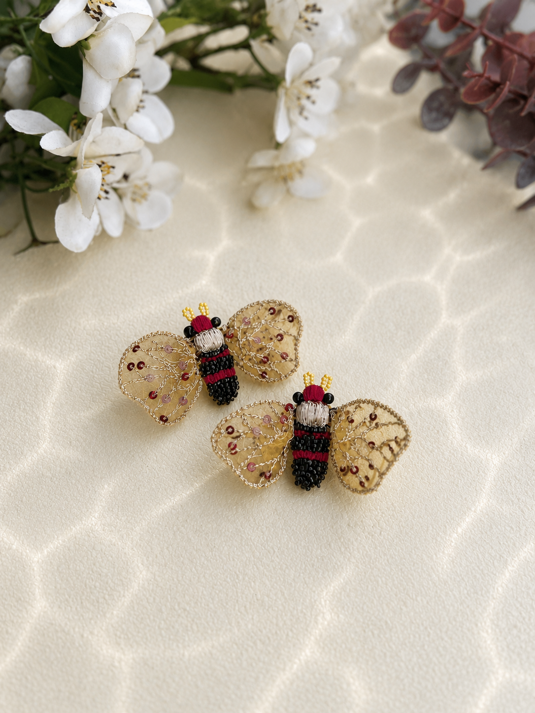 Red Bee Stud Earrings