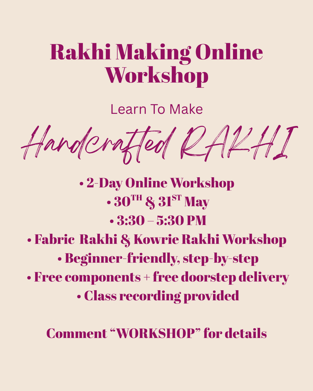 Handcrafted Rakhi Workshop (Learn to make 2 Rakhis)
