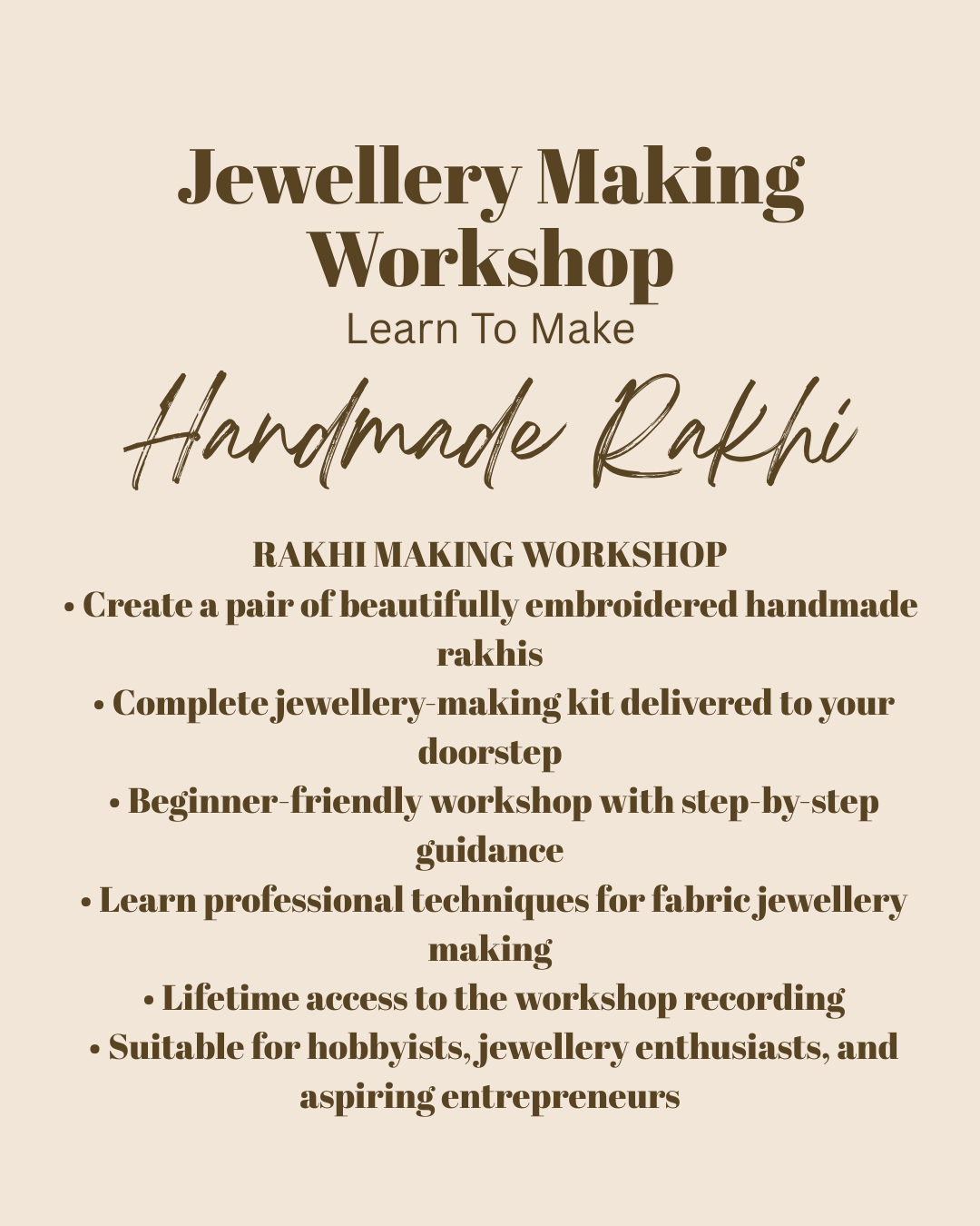 Handmade Rakhi Workshop with Kit