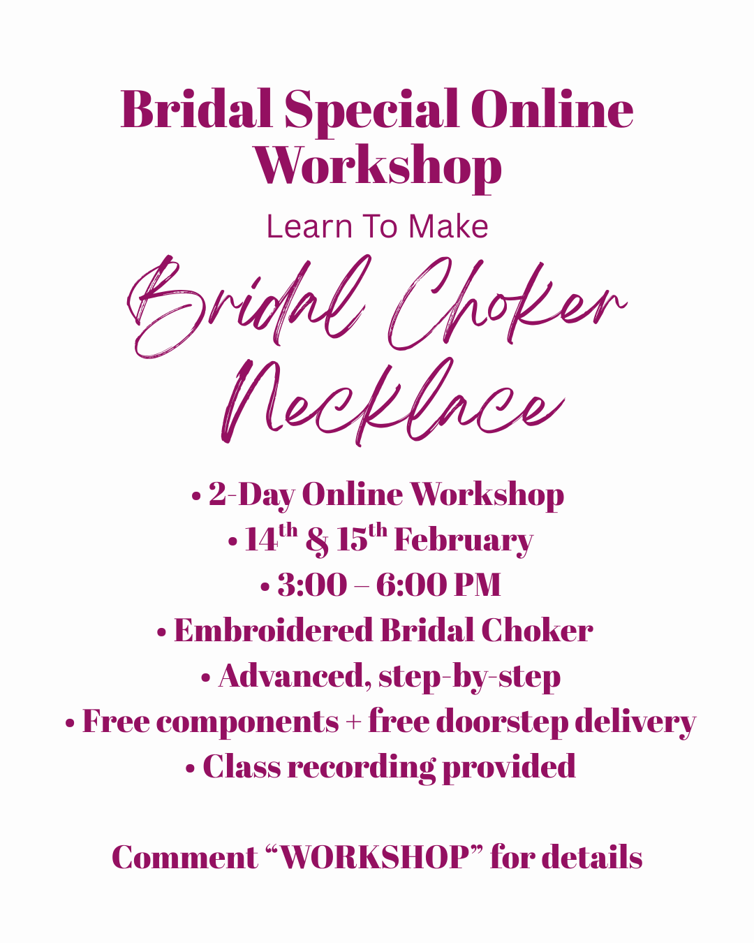 Jewellery Making Workshop Kit - Embroidered Bridal CHOKER Necklace