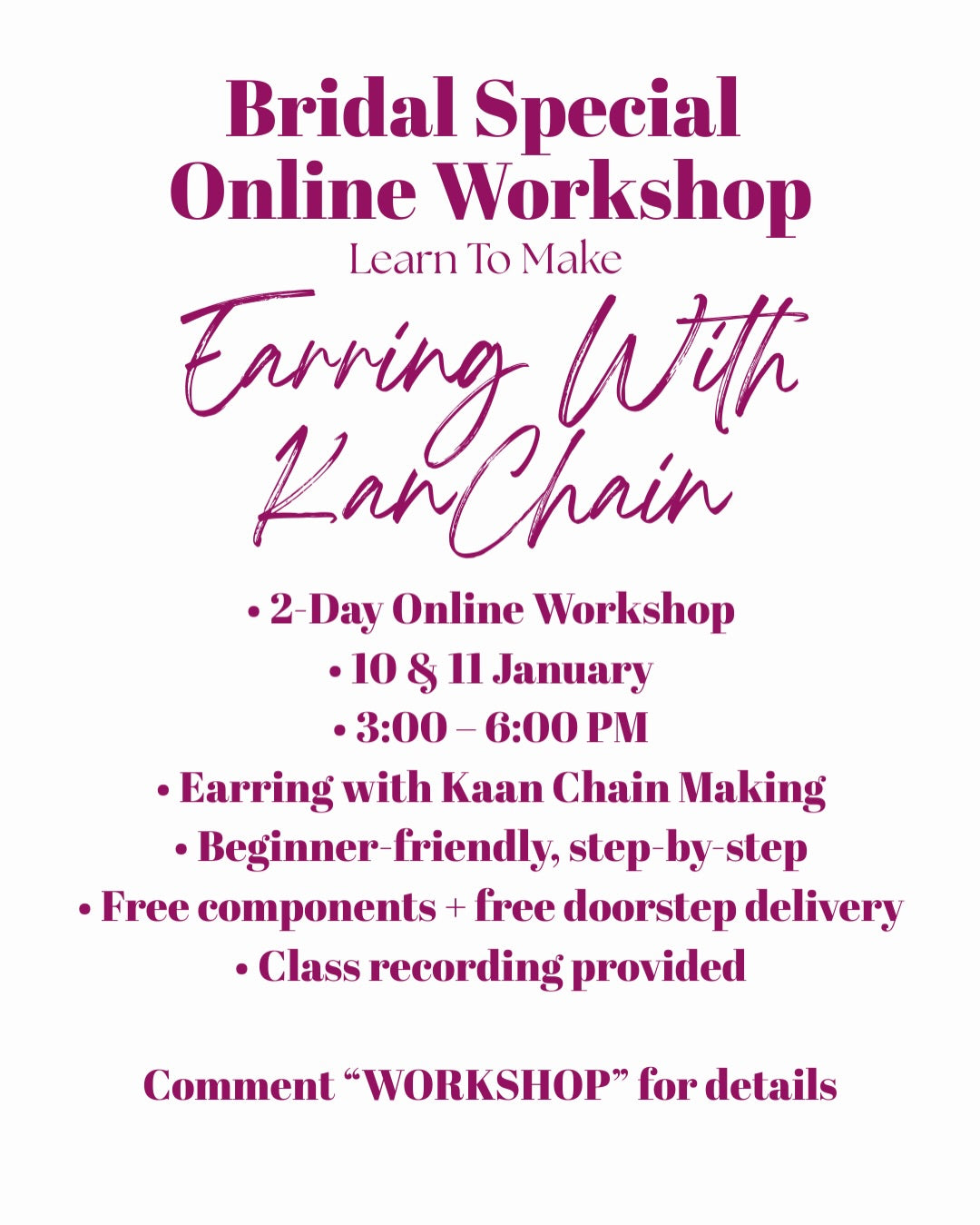 Jewellery Making Workshop Kit - Bridal Earring with Ear Chain