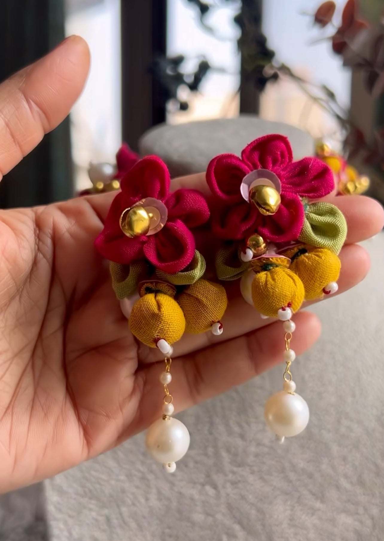 Lalita Handmade floral Earrings & Choker Set
