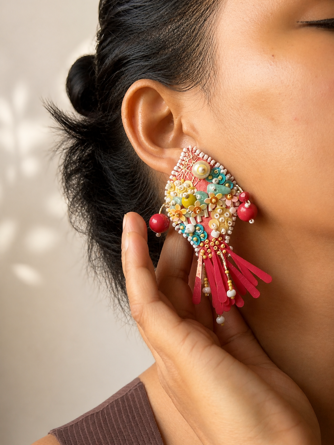 KOI FISH SEQUIN EMBROIDERED DROP EARRINGS