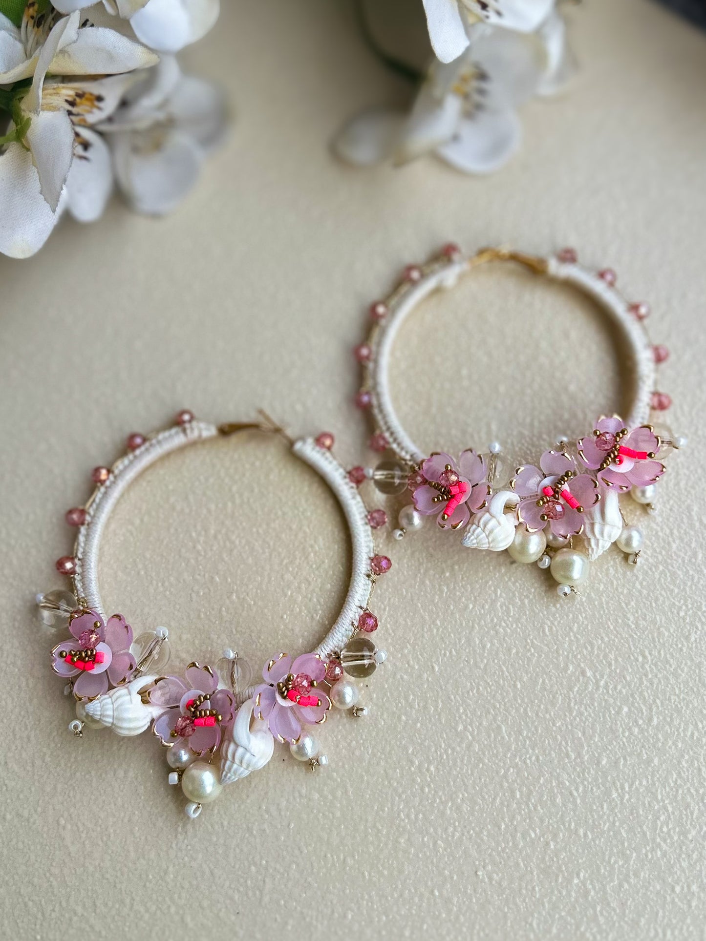 MERMAID THREAD & BEADS HOOP EARRINGS