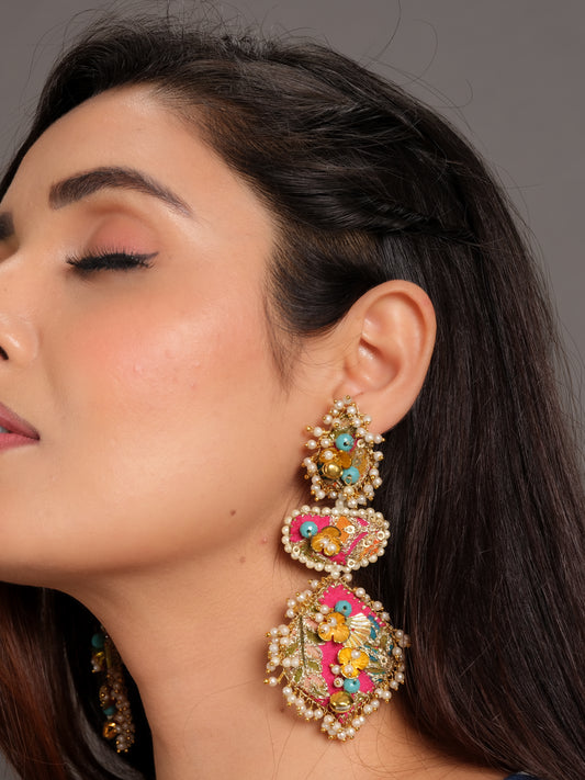 Devi Embroidered Earrings – A Divine Statement of Strength & Grace