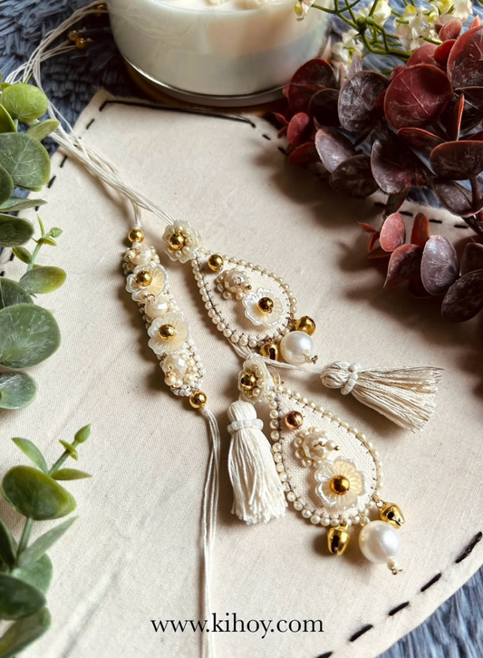 Ivory Rakhi & Convertable Earring Lumba Set