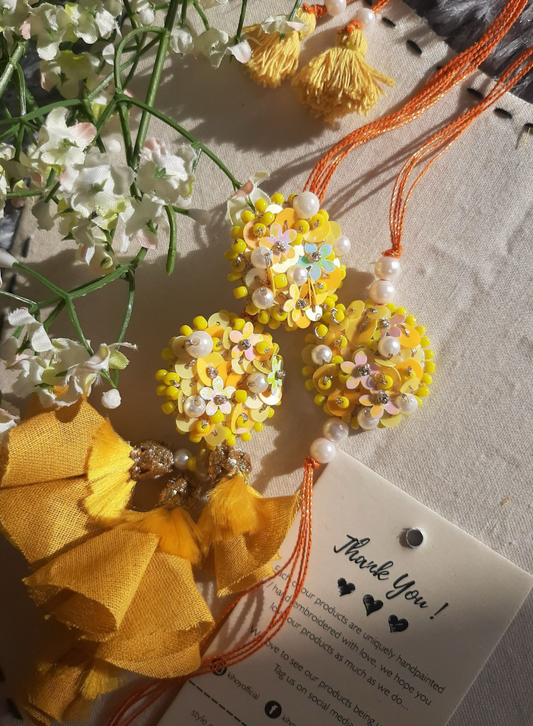 Marigold Rakhi & earring Lumba