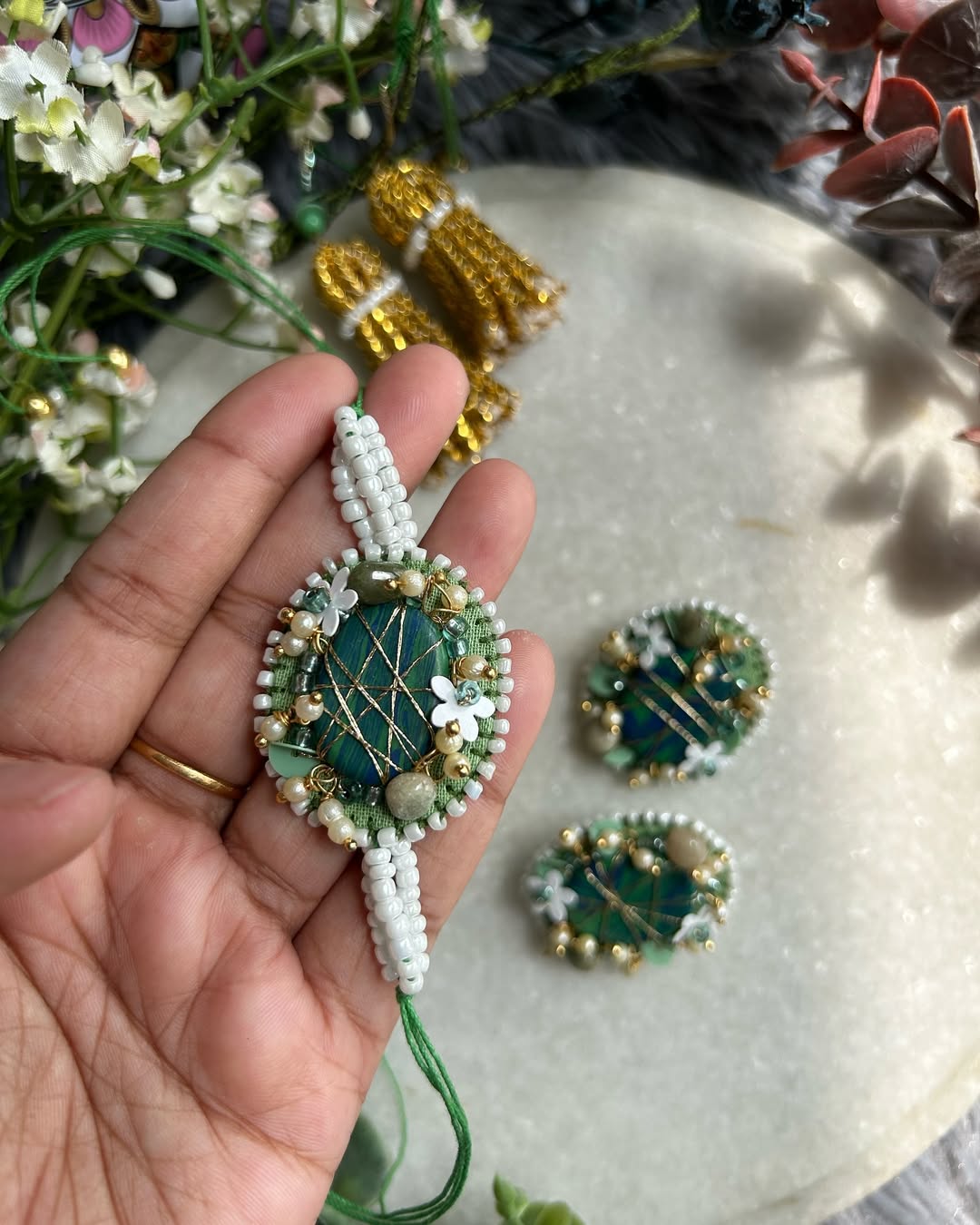 Moni Rakhi & Convertable Earring Lumba Set