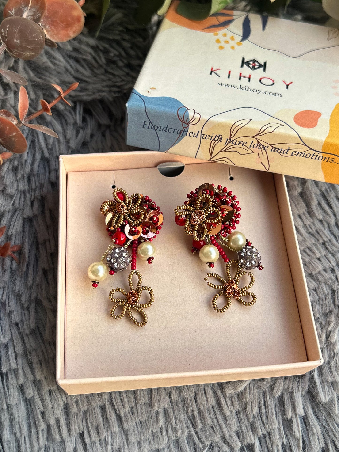 Laal Pari Red and Gold Dangler Earrings - Delicate Party Jewelry