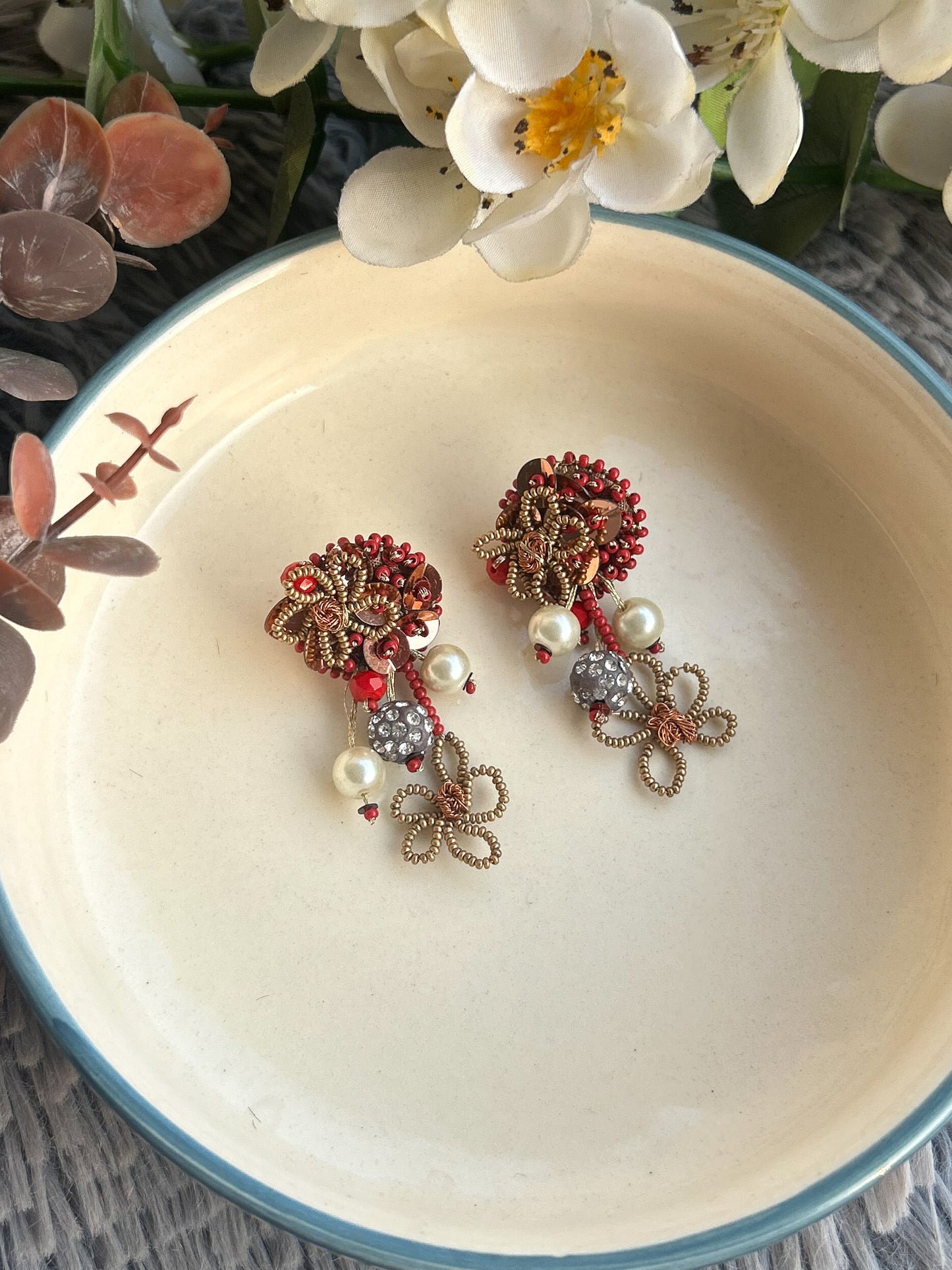 Laal Pari Red and Gold Dangler Earrings - Delicate Party Jewelry