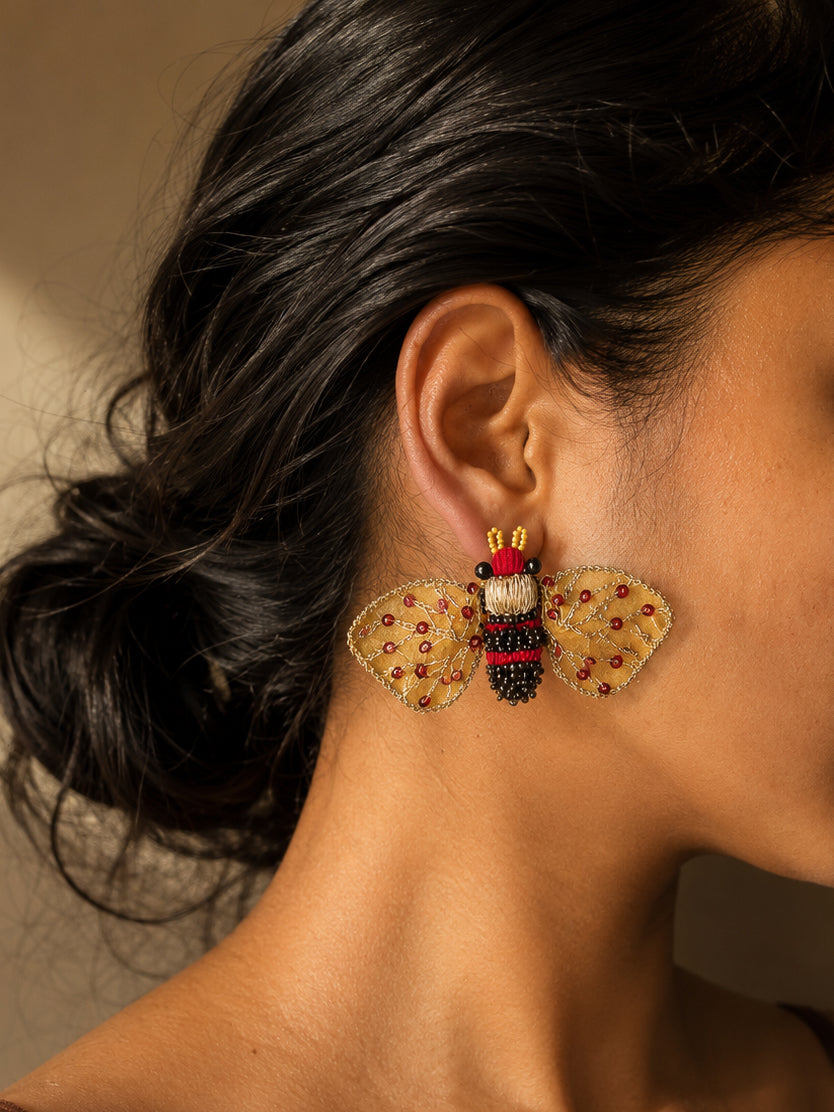 Red Bee Stud Earrings